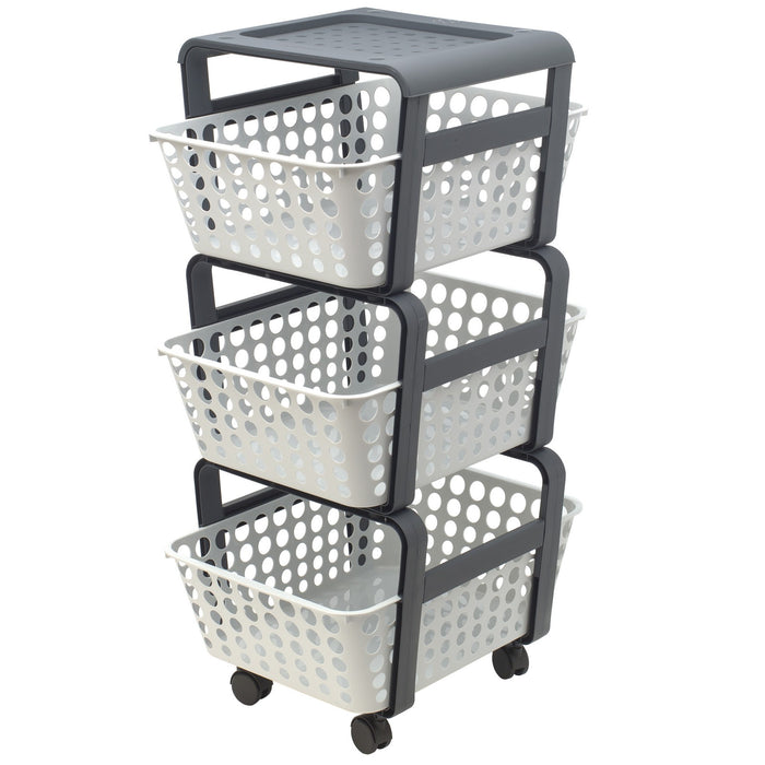 carrello modula 3 ceste con ruote cod:ferx.45074