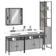 Set Mobili da Bagno 4 pz Grigio Sonoma in Legno Multistrato
