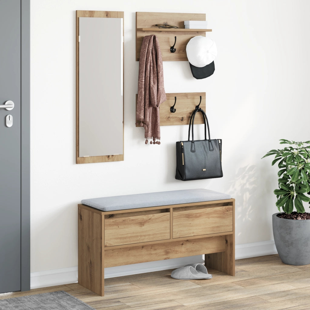 Set di Mobili per Corridoio in 4 Pezzi in Rovere Artigianale