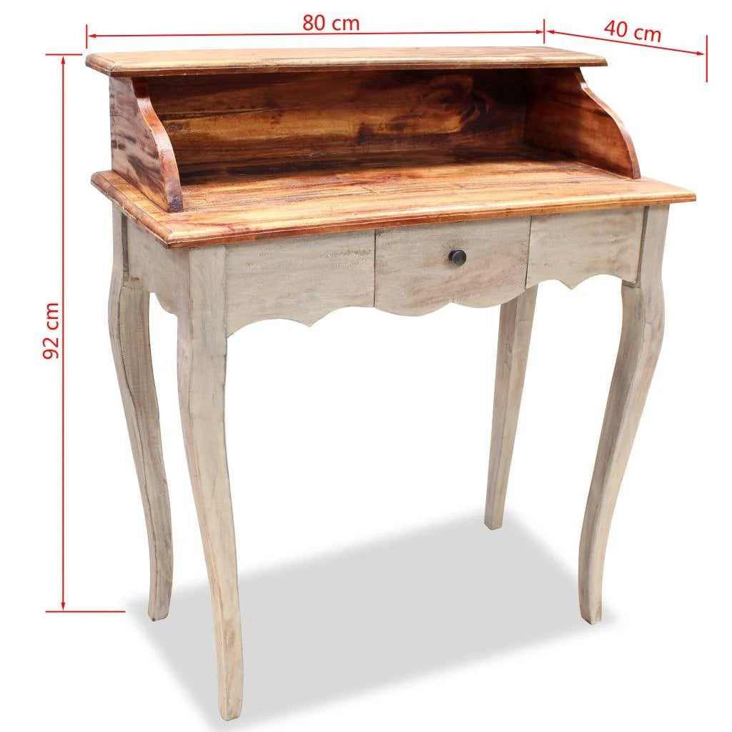 Scrivania tavolo mobile da lavoro per computer legno massello di recupero 80 x 40 x 92 cm 0502097