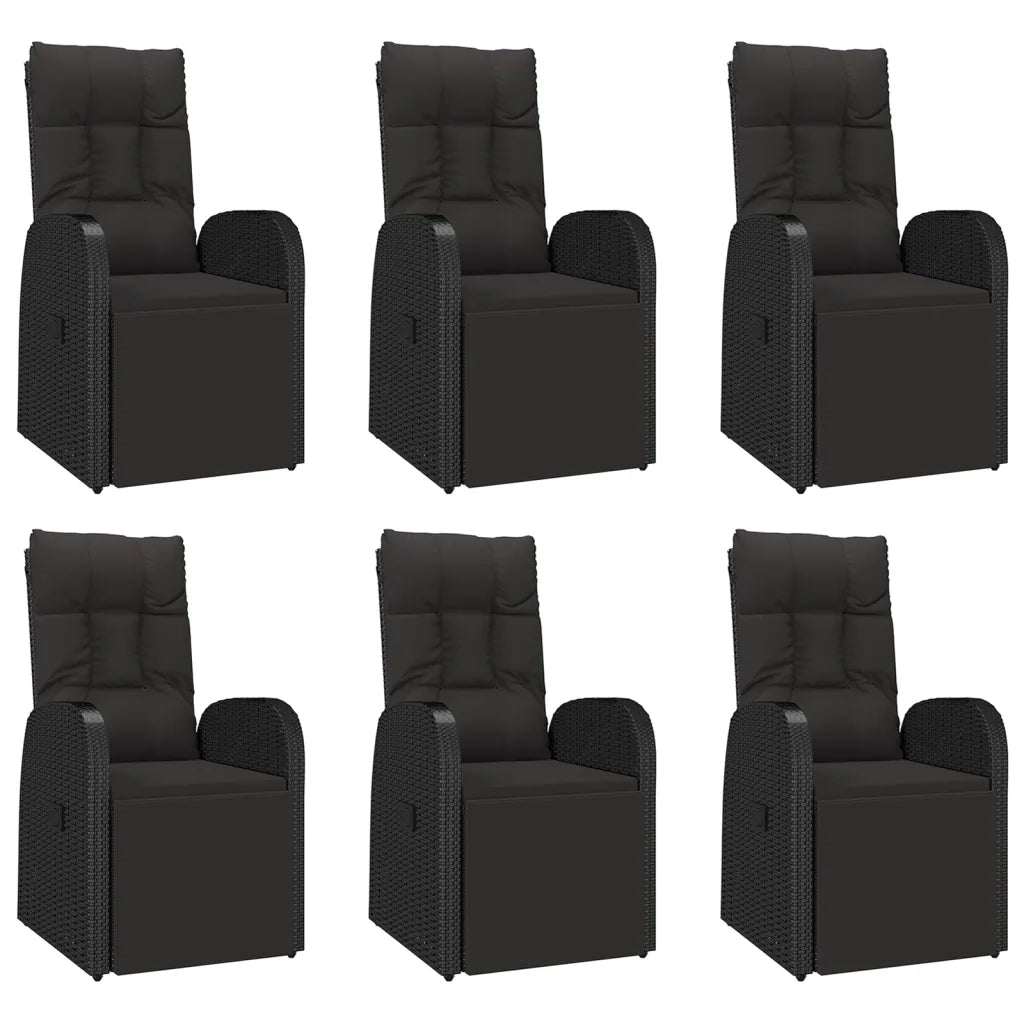 Set Pranzo Giardino 7pz Nero Polyrattan e Legno Massello Acacia 3157609