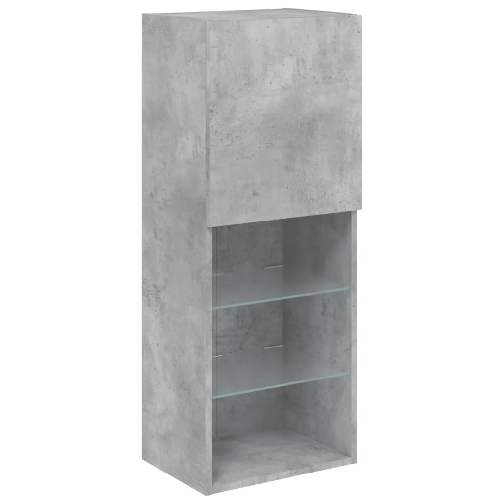Mobili TV a Muro con LED 4pz Grigio Cemento Legno Multistrato 3216657