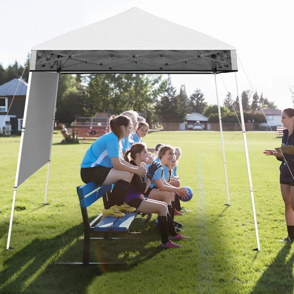 Gazebo pieghevole per esterni con gambe inclinabili regolabili per feste, Tenda a baldacchino pop-up 180 x 180 cm Bianco