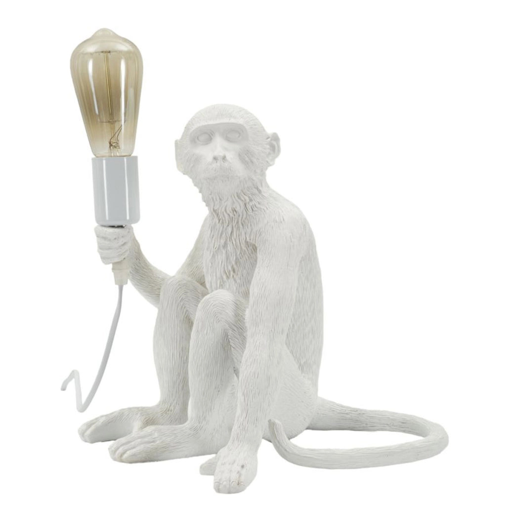 Lampada da Tavolo Scimmia, Bianco, Poliestere, 33x33x32 cm