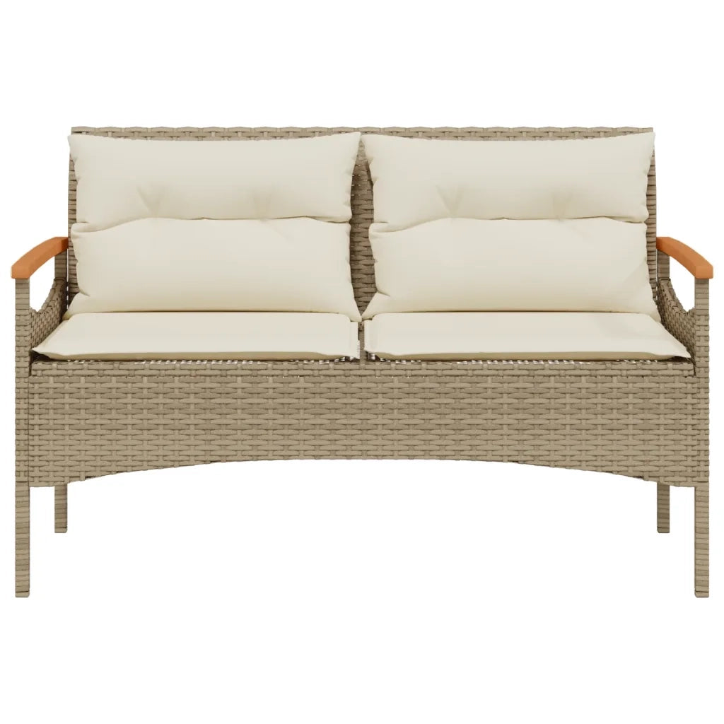 Panchina da Giardino con Cuscini 116x62,5x74cm Beige Polyrattan 368403