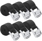 Pacchetto di 6 cavi di accoppiamento corti, 1 m x 2,5 cm, nero con chiusura a vite, regolabile con chiave a rullo, cavi di accoppiamento per trasportatori di biciclette, motociclette, autotrasportatori, bagagli, capacità di carico fino a 500 kg