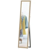 Specchio a Figura Intera con Cornice 157x37 cm, Bianco e Legno Naturale