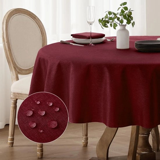 Tavolo Estivo Rond 200 cm Tavolo Coperto Lino Stampa Tavolo Coperto Otoño e Natale Impermeabile Grande Tavolo Coperto per Esterno Autunno, Istruzione, Festa