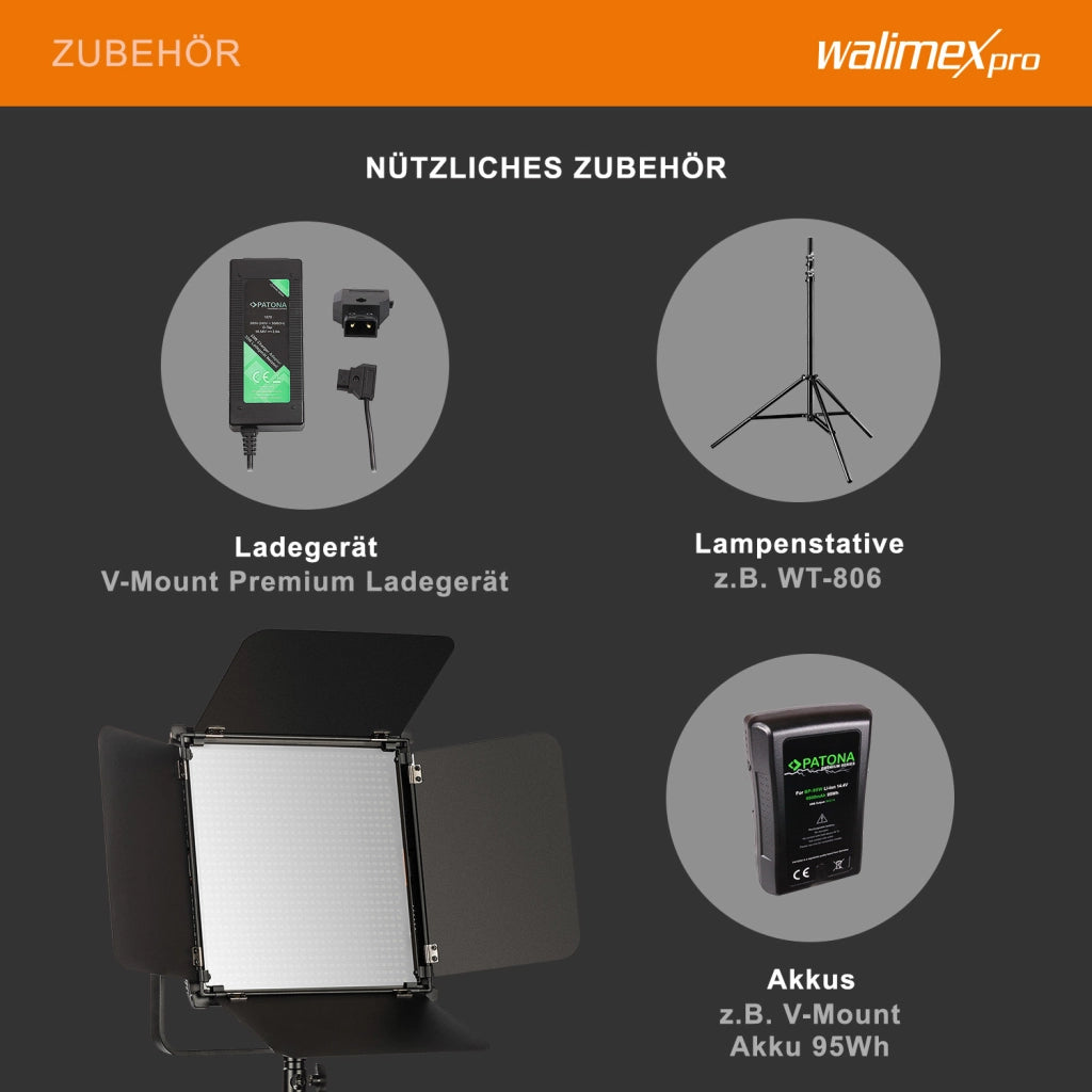 luce LED dimmerabile 100W bicolore + slot per batteria I Luce video e luce fotografica Niova 100-F, 3.200-5.600K, 9.000LM I Luce da studio e luce continua mobile I Luce per streaming