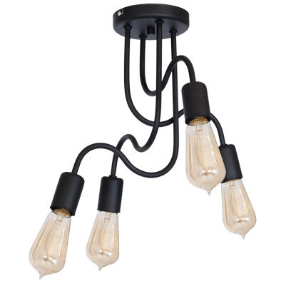 Plafoniera industriale nera opaca Dow 4xE27 Luminex