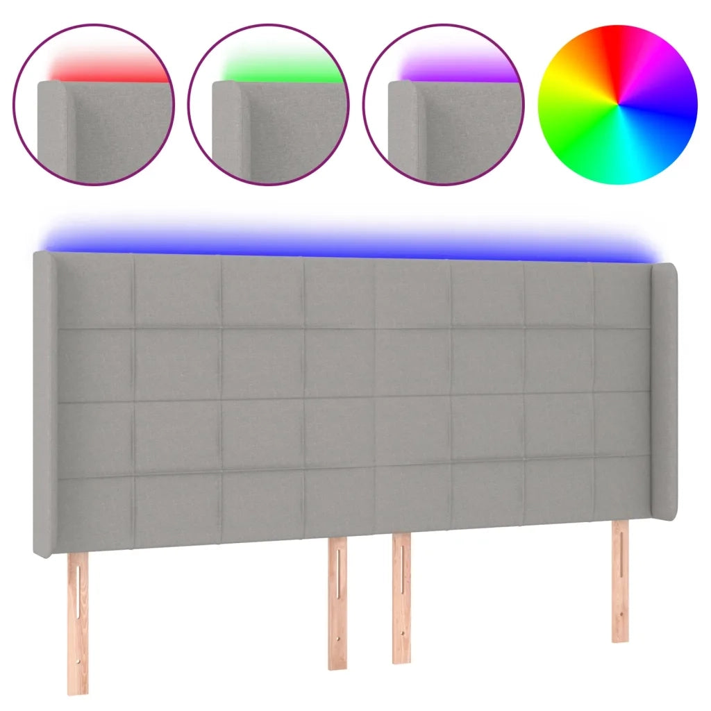 Testiera a LED Grigio Chiaro 163x16x118/128 cm in Tessuto 3124054