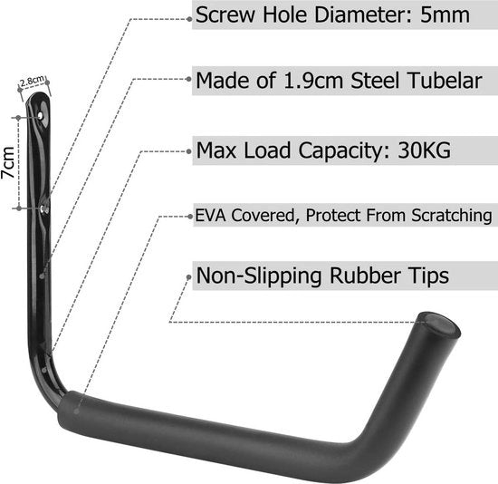 Hanger di supporto per kayak, scala e attrezzatura sportiva - 4 pezzi - 38 cm fissaggio a parete