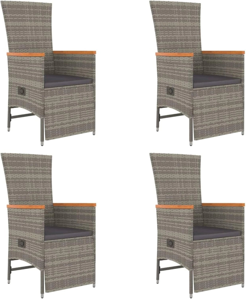 3157557 - Set da pranzo da giardino, 5 pezzi, con cuscini in rattan sintetico, grigio, tavolo da giardino e sedie, set da giardino
