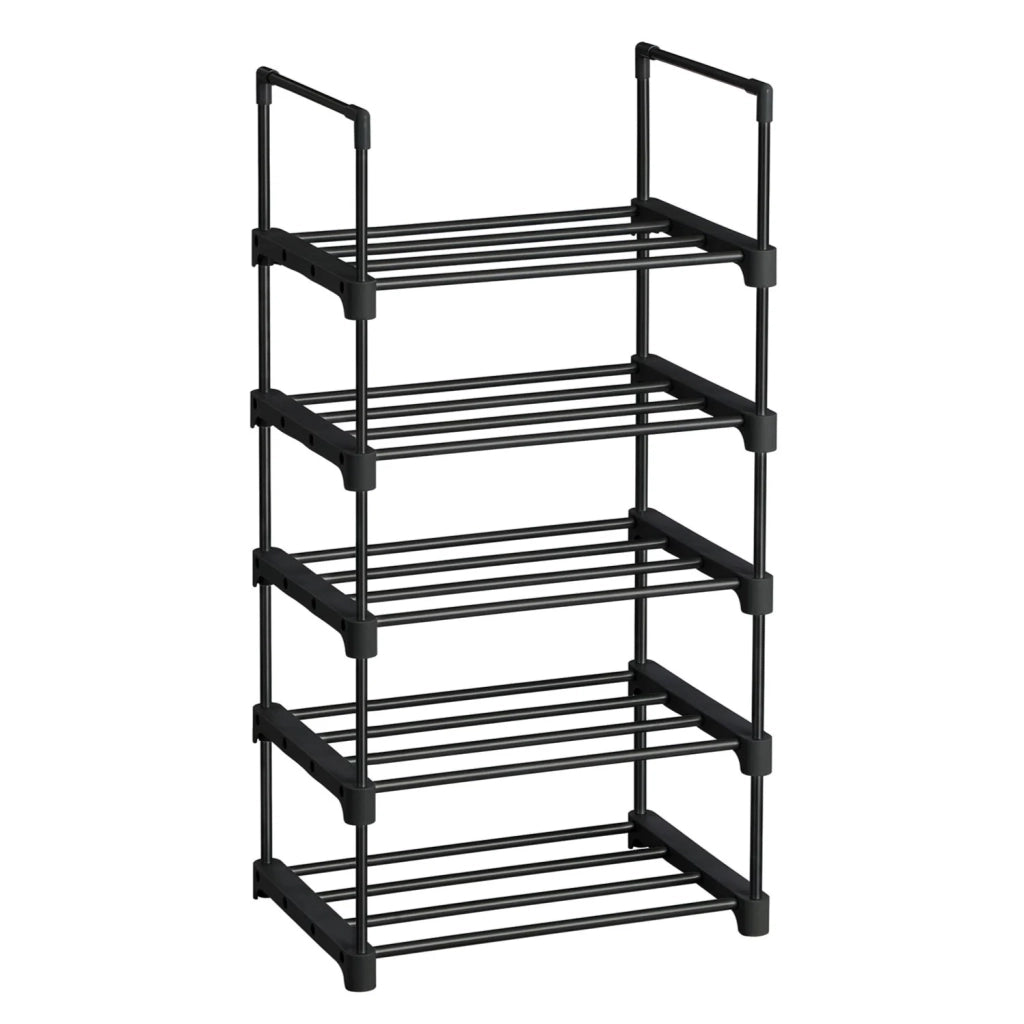 Scarpiera a 5 ripiani scarpiera impilabile in metallo portascarpe multifunzionale salvaspazio per corridoio camera da letto soggiorno 89,5 cm nero 12_0002619