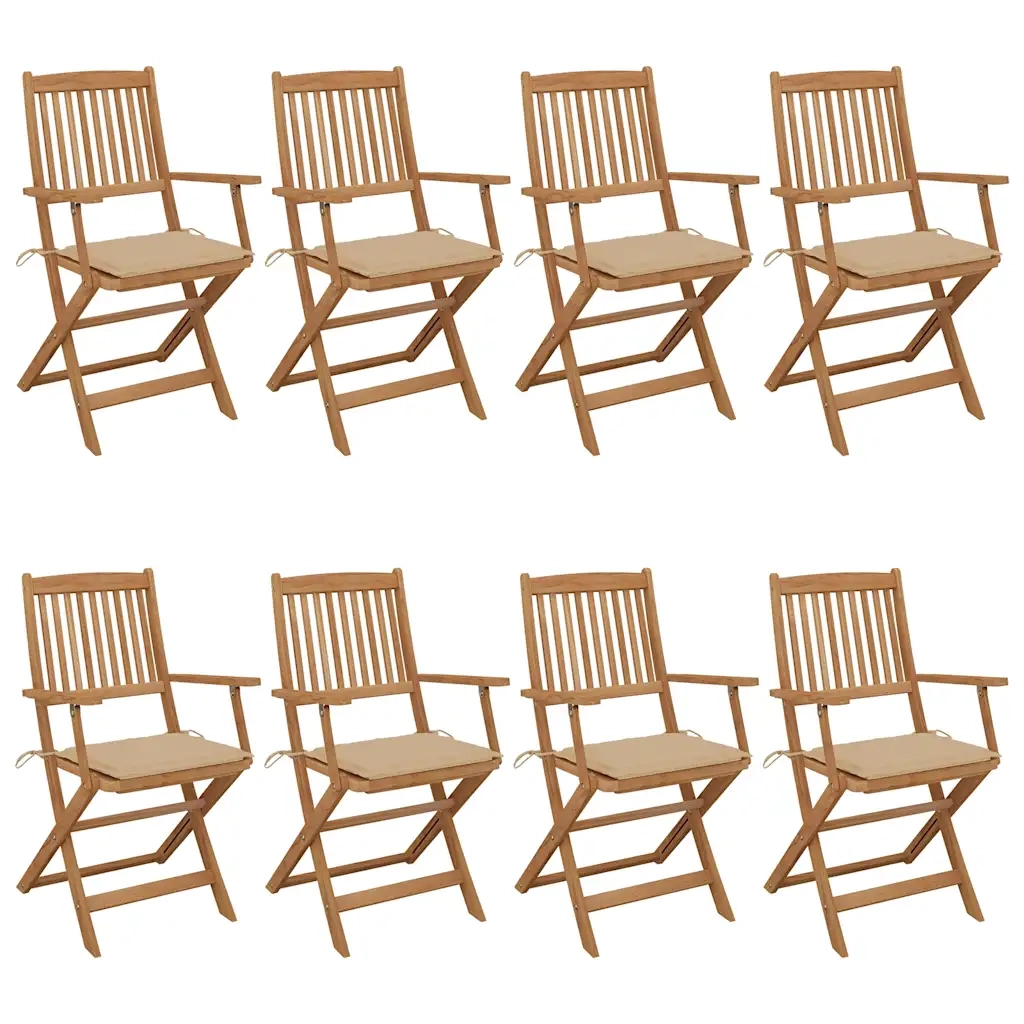 Sedie da Giardino Pieghevoli 8 pz con Cuscini Massello Acacia cod mxl 76230