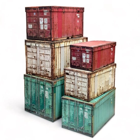 Set di archiviazione industriale in stile robusto - design da nave - confezione da regalo - set da 6 - creativo e funzionale - utilizzo multiforme - casse di archiviazione