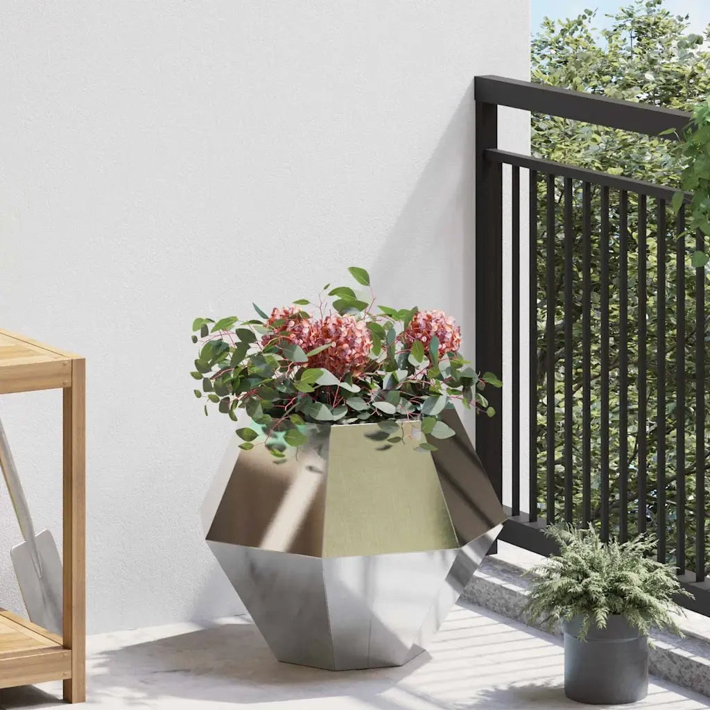 2 pz Fioriera | Cassetta per fiori | Vaso Argento 50 x 50 x 40 cm Acciaio inossidabile