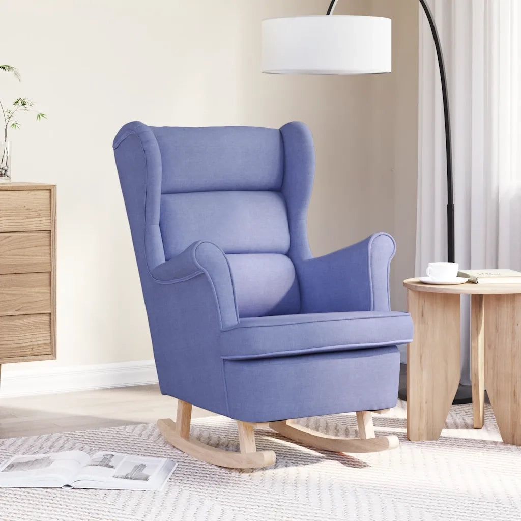 Poltrona | Sedia a Dondolo Jeans Blu 74x90x102 cm in Tessuto