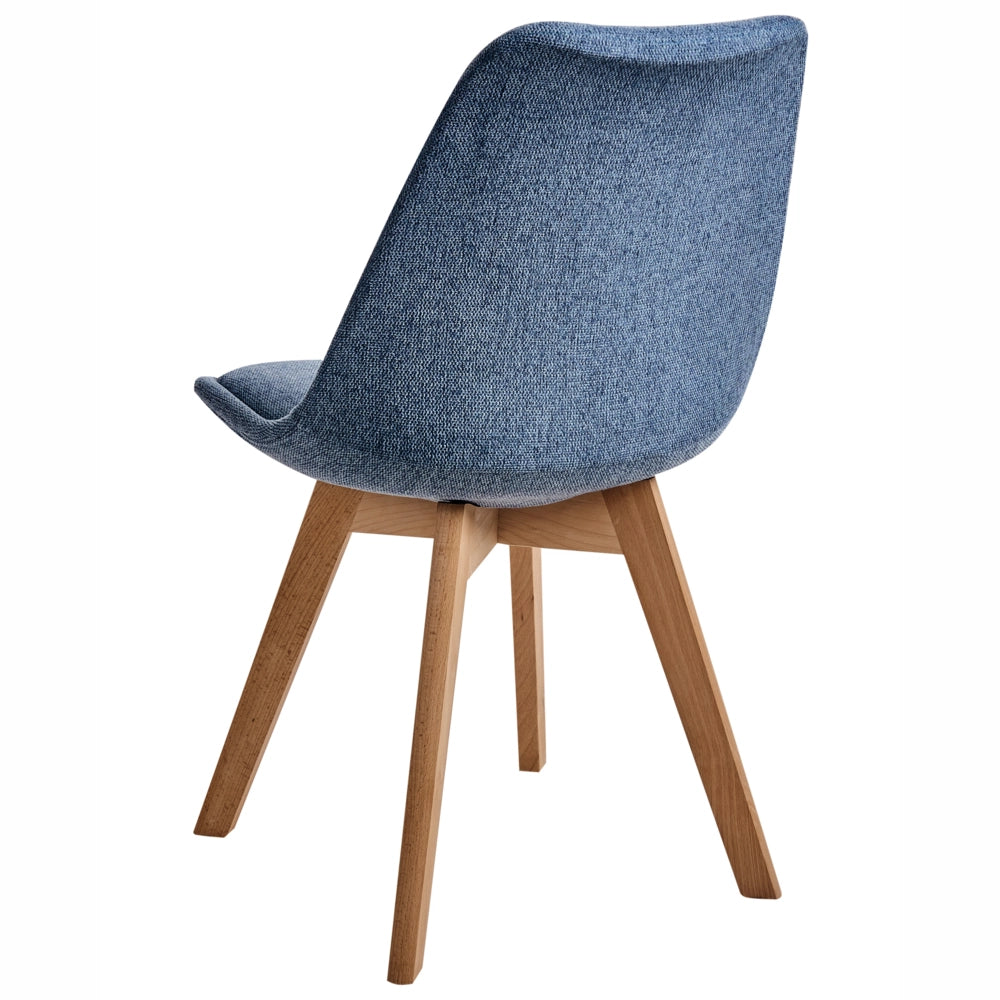 Set di 2 sedie da pranzo con gambe in legno eleganti in ecopelle azzurra