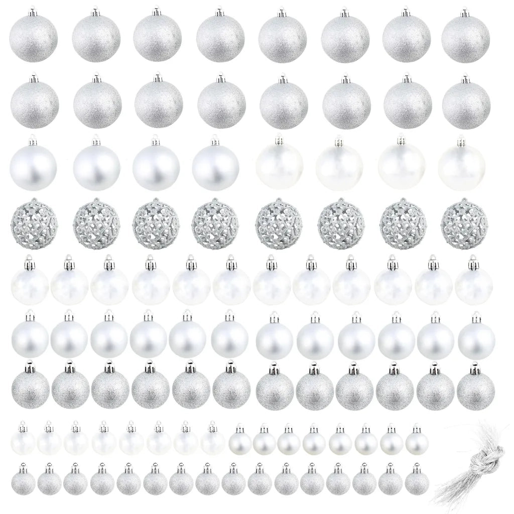 Set Palline di Natale 100 pz 3/4/6 cm Argento CFW3903570