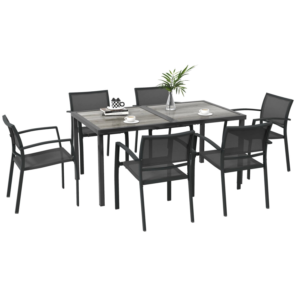 Set Giardino Tavolo e Sedie ¨C zephmum ¨C Grigio Polyrattan 150x87x72 cm