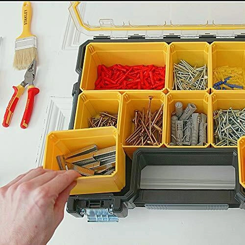 Stanley 1-97-518 FatMax Organizer Professionale 10 Scomparti Rimovibili Chiusure in Metallo Guarnizione Anti-Umidita' 44,6x35,7x11,6 cm