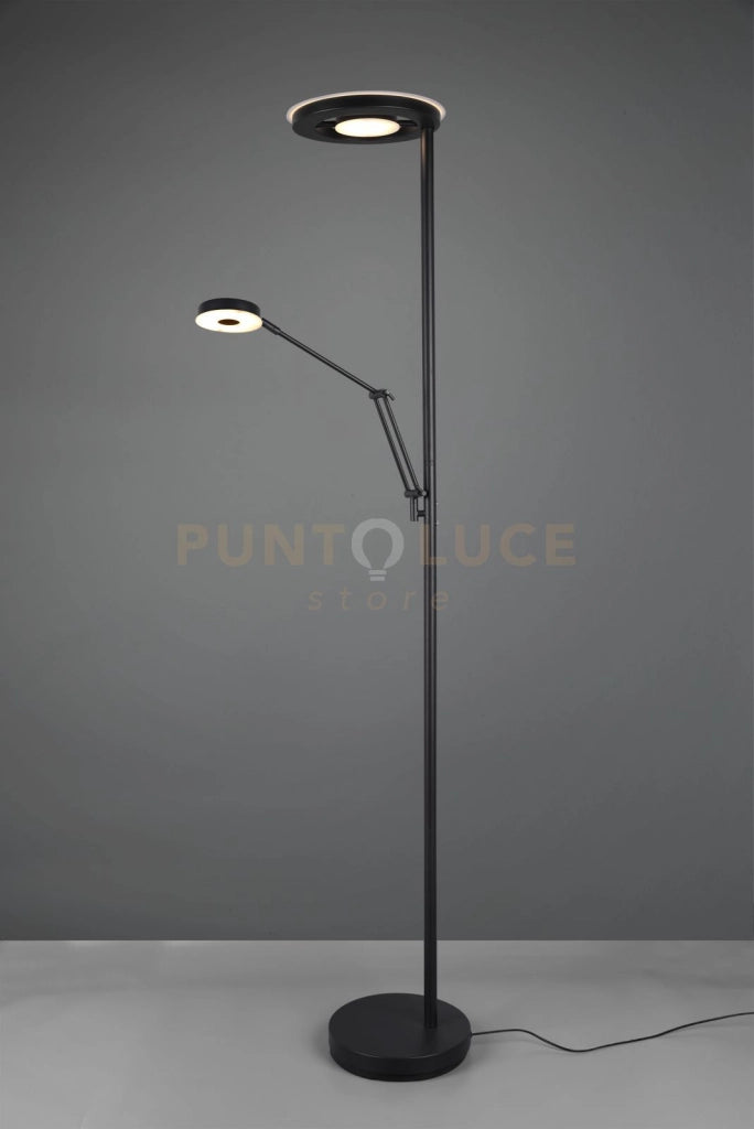 BARRIE PIANTANA LED CON LAMPADA DA LETTURA NERA  DIMMERABILE H. 180CM 2700+4000K 3700LM 32W
