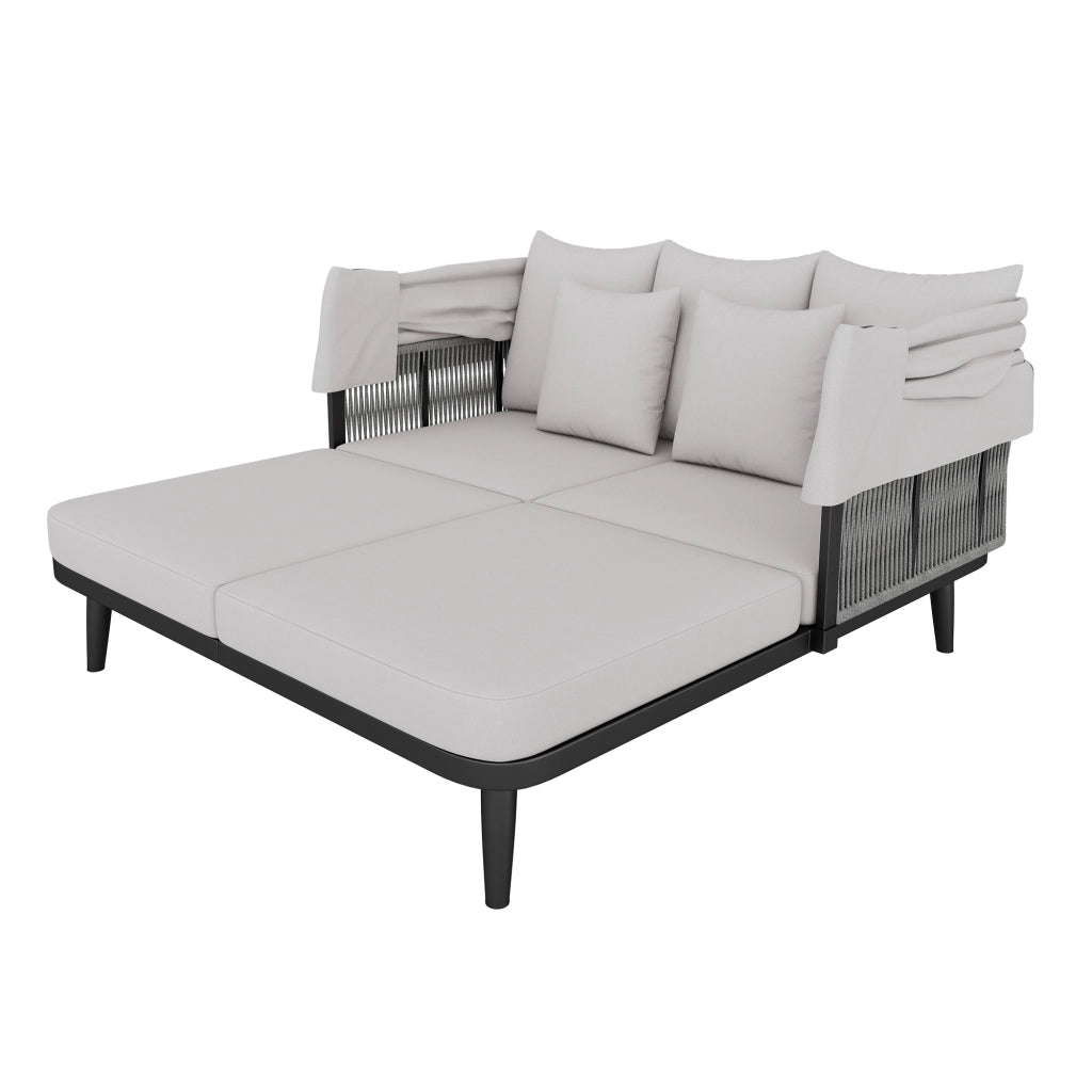 Set Sdraio da Giardino 2 Posti ¨C MINIMAL ¨C Polyrattan Grigio con Cuscini