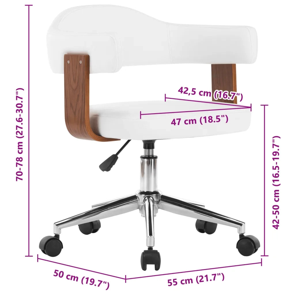 Sedie da Pranzo Girevoli 2 pz Bianche Legno Curvo e Similpelle 3054893