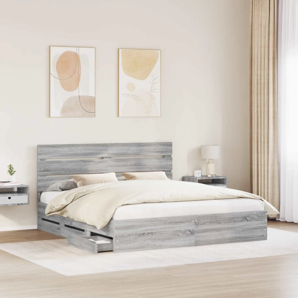 Struttura del letto con cassetto Grigio Sonoma 180 x 200 cm 3411817