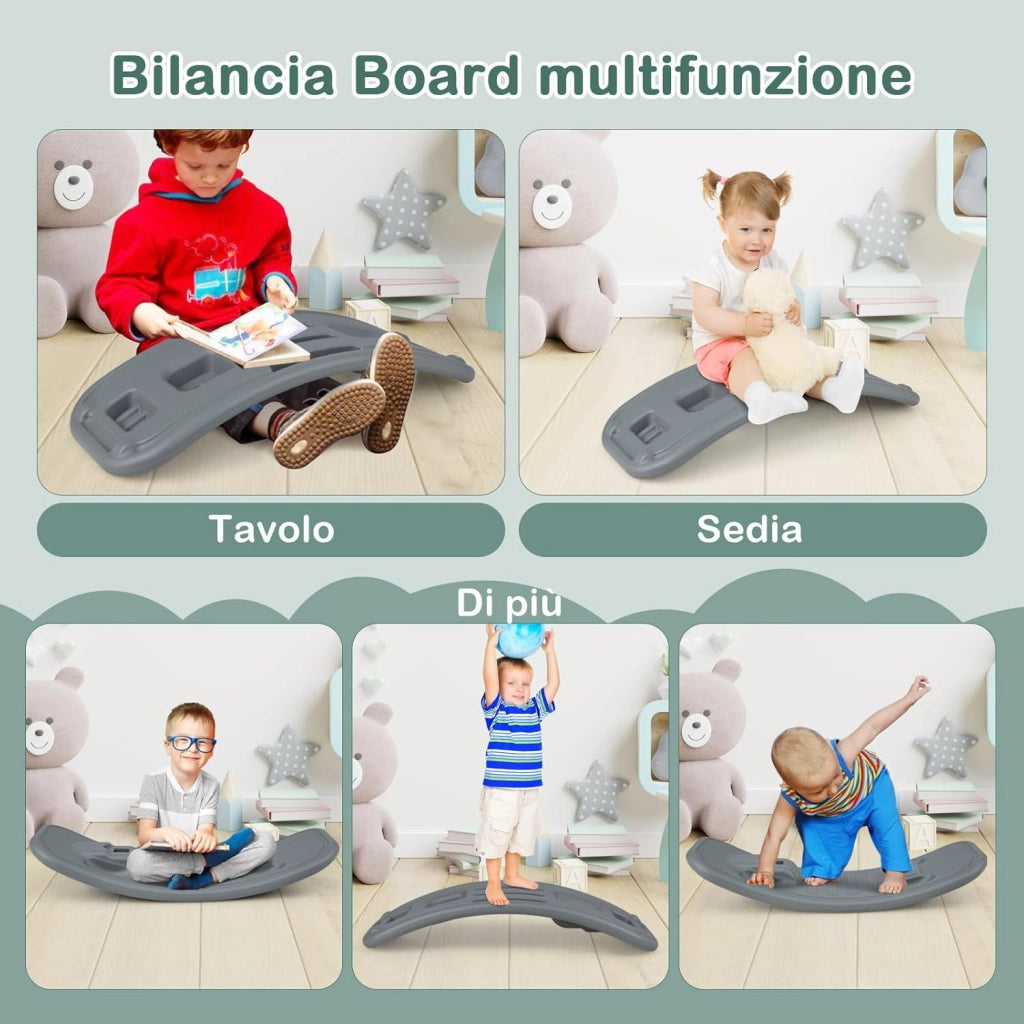 3 in 1 Cavallo a Dondolo per Bambini, con Macchinina Scivolante e Tavola Equilibrio Staccabile, Gioco a Dondolo Stile Treno per Bambini 18-72 Mesi (Stile 2 Verde)
