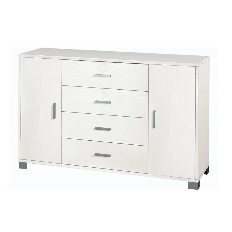 Madia due ante quattro cassetti Bianco Cenere 136x41x h86 cm