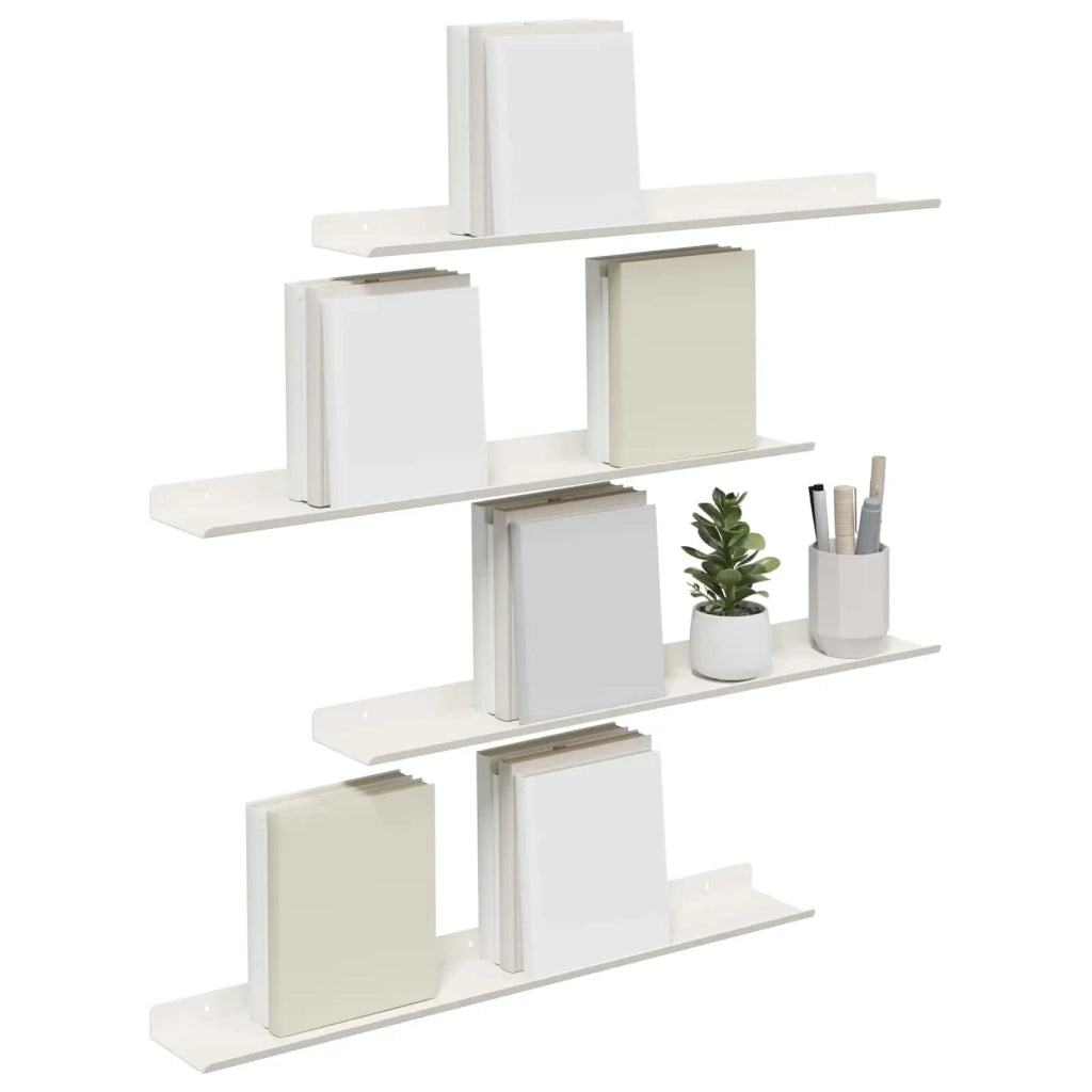 Mensola sospesa 4 pcs Bianco 60 x 8,5 x 2,5 cm Acciaio