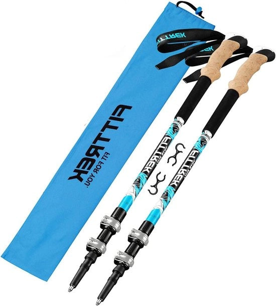 Stecchi da camminata - Astucci telescopici da trek - Bambù da camminata leggero per signore, signori e bambini con punte in gomma e paletta 2 pezzi