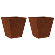 2 pz Fioriere | Cassetta per fiori | Vaso da Giardino 30x30x30 cm in Acciaio Corten