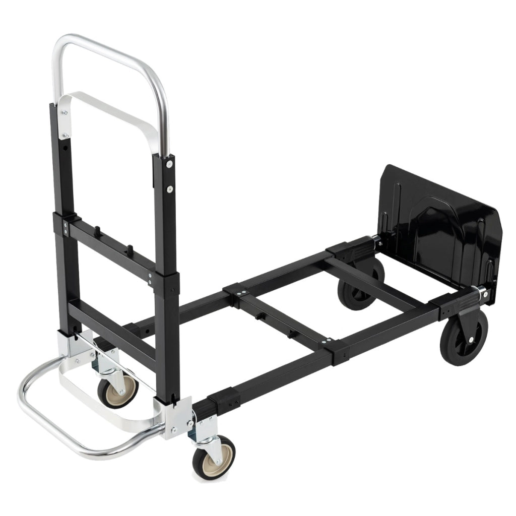 Carrello pieghevole con manico retrattile e lunghezza regolabile, Carrello a mano convertibile 3 in 1 con ruote Nero-Deposito utensili Tool