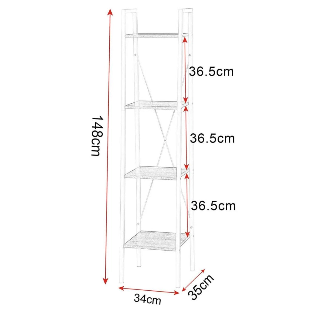 Scaffale autoportante in metallo e legno con 4 ripiani bianco 19_0000586
