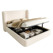 Letti contenitori 160x200 cm; contenitore idraulico; bouclé beige (Senza materasso)