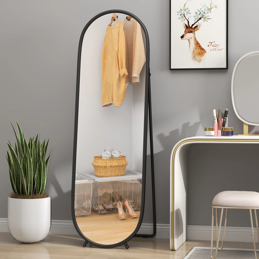 Specchio ovale con supporto in metallo nero ¨C zephmum ¨C 40x160 cm