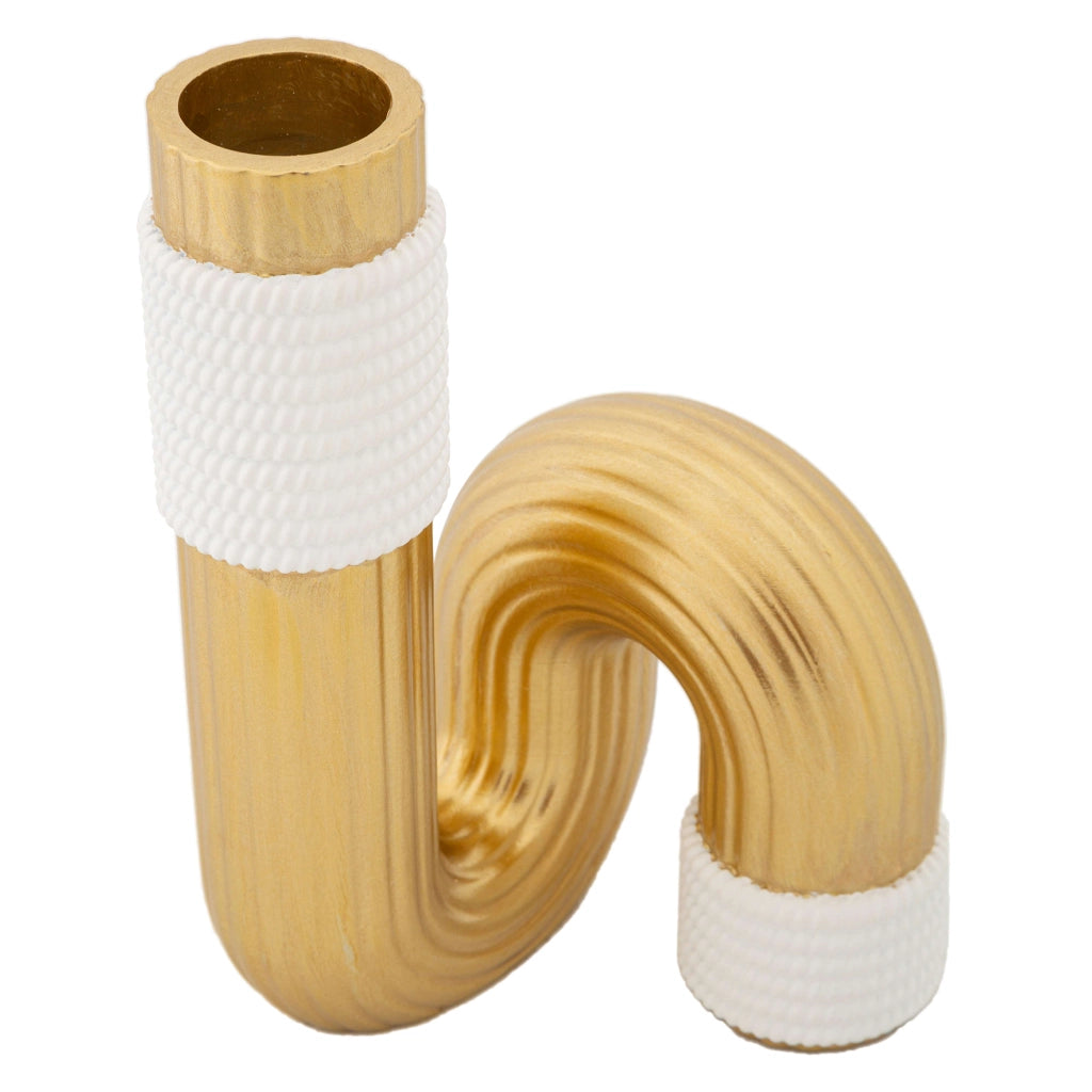 Teren, Vaso Colore Struttura Bianco, oro