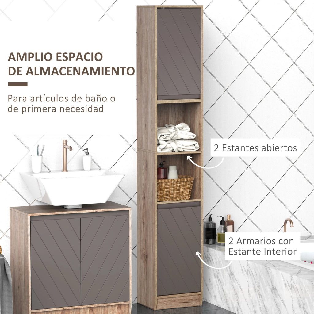 Colonna Bagno Alto Salvaspazio ¨C Xylo ¨C 2 Ante 2 Ripiani Rovere Grigio 30x24x170 cm