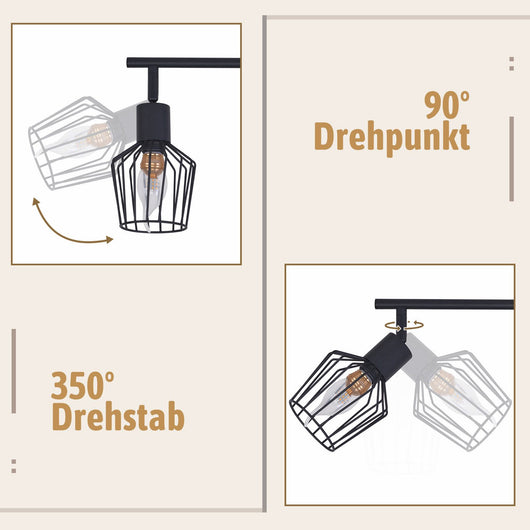 ZMH Faretto da soffitto LED neri E14 plafoniera orientabile 3 fiamme in metallo