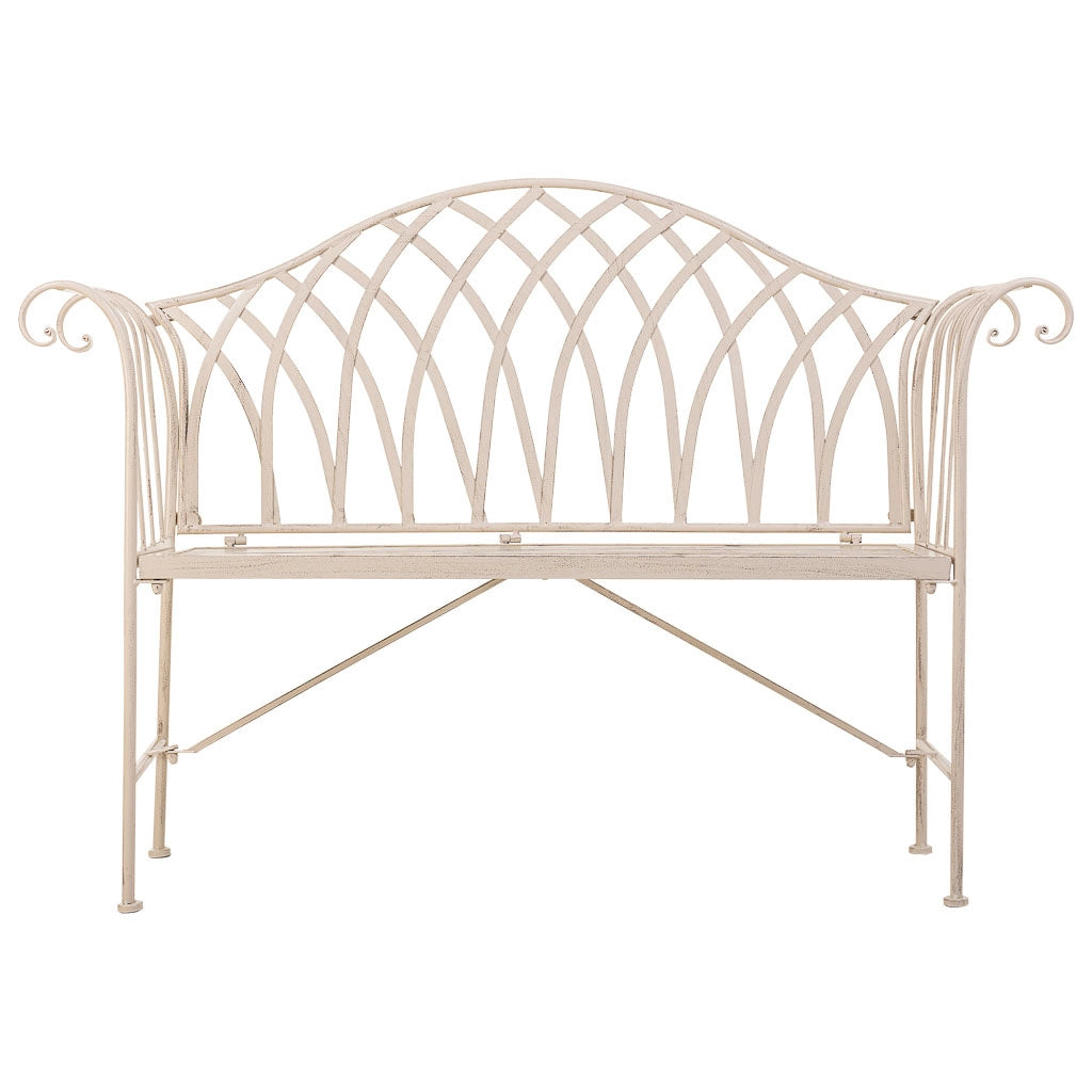 Sgabello in ferro battuto bianco 110x50x88h