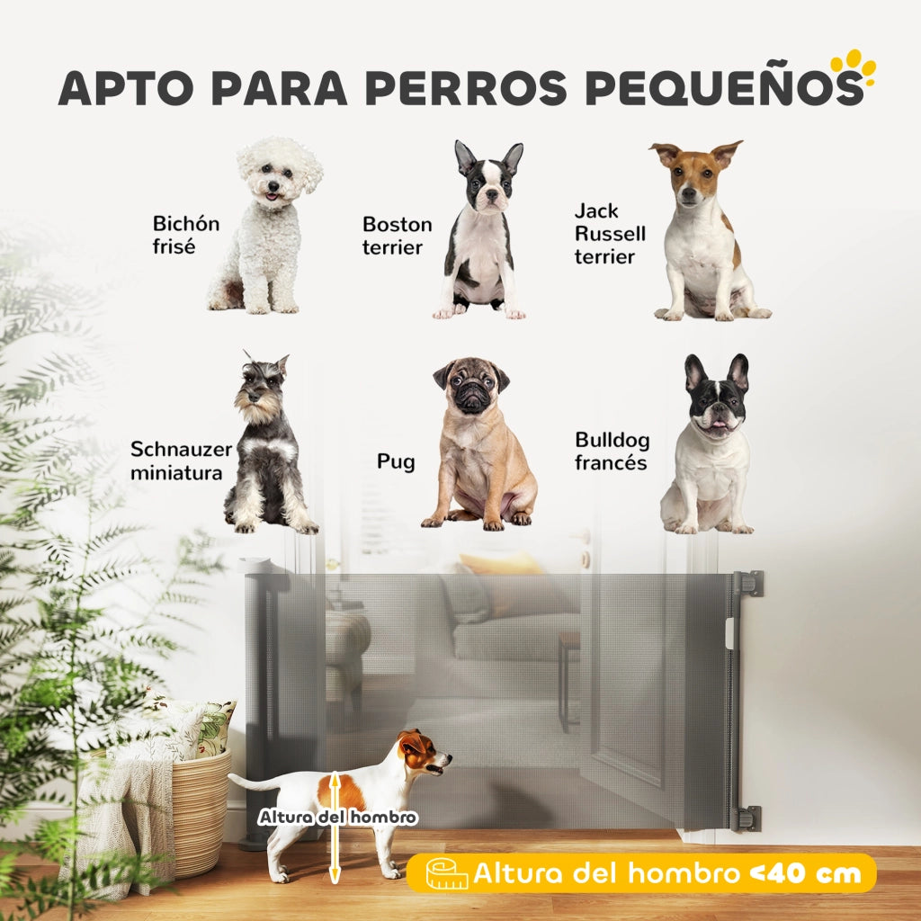 Barriera di Sicurezza per Cani Retrattile ¨C zephmum ¨C Grigio 142x10x87 cm