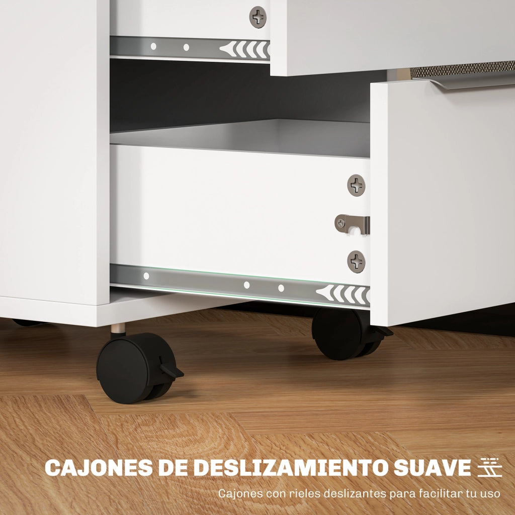Cassettiera con Ruote e Serratura ¨C Xylo ¨C Bianco 40x40x63,5 cm