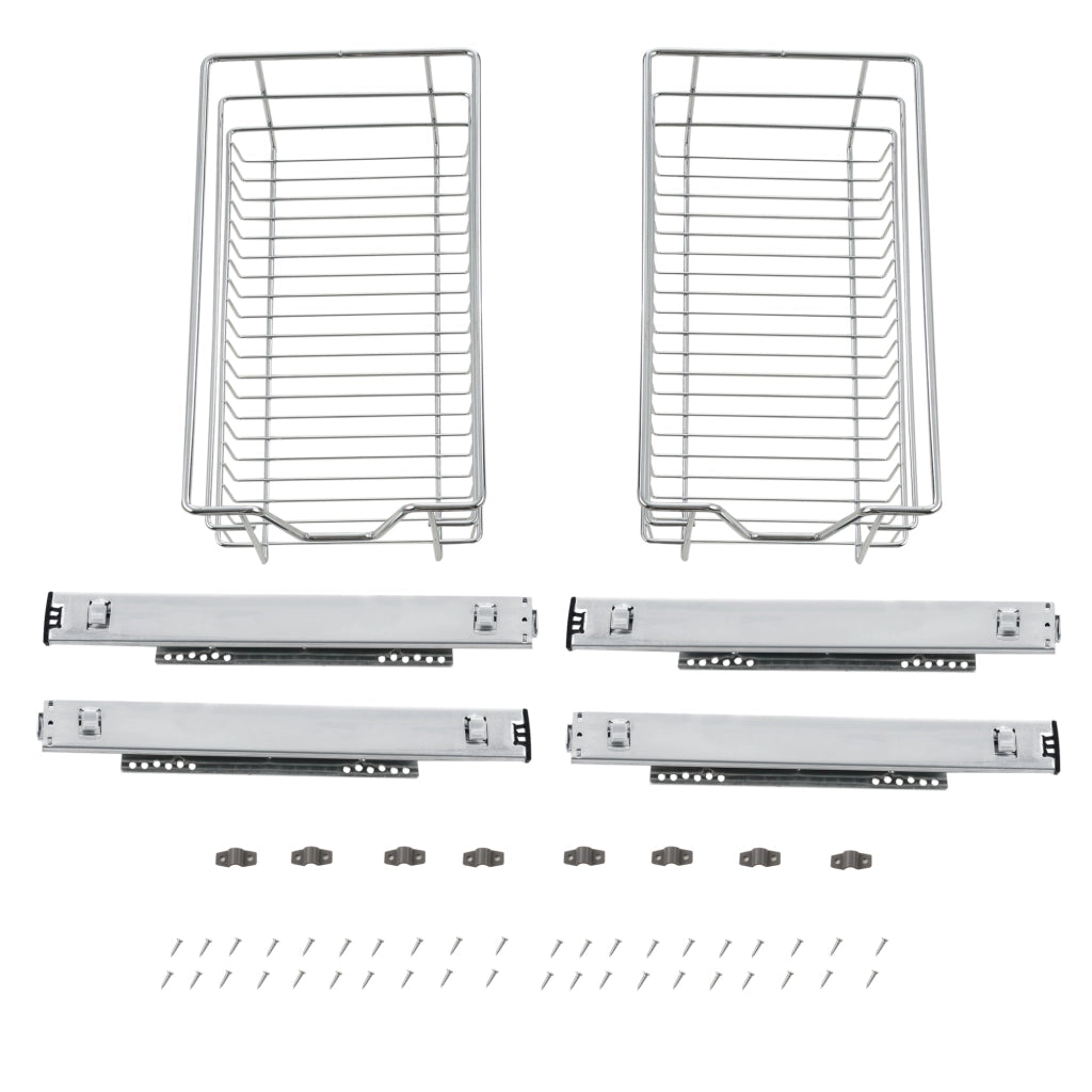 Set di 2 Cassetti Telescopici Estraibili a Rete con Guide in Acciaio 37x44x14 cm [en.casa]