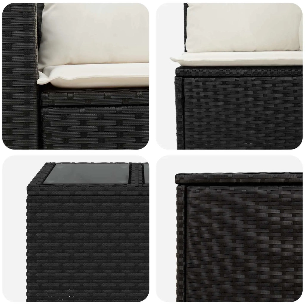 Set di divani 6 pz Nero e Bianco Crema 3447554