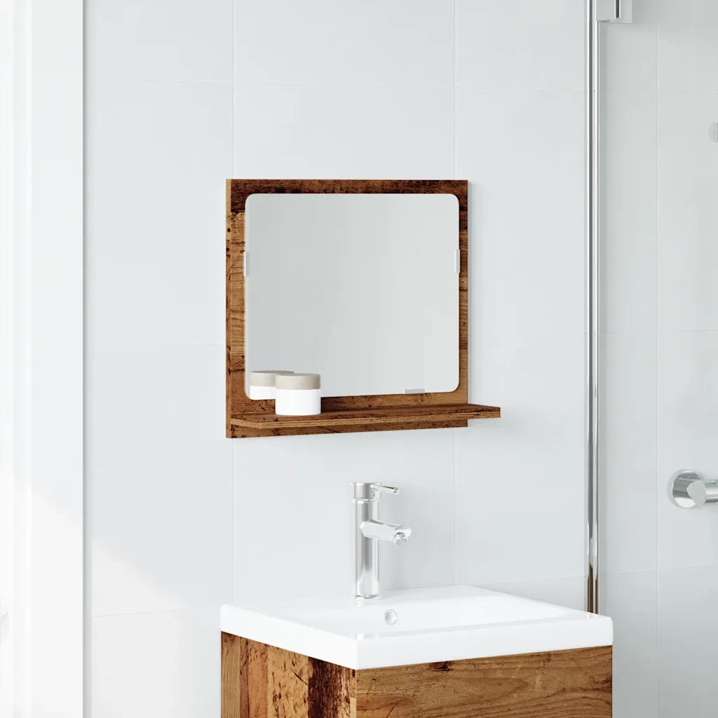 vidaXL Mobile da Bagno con Specchio Legno Antico 40x11x37cm Truciolato