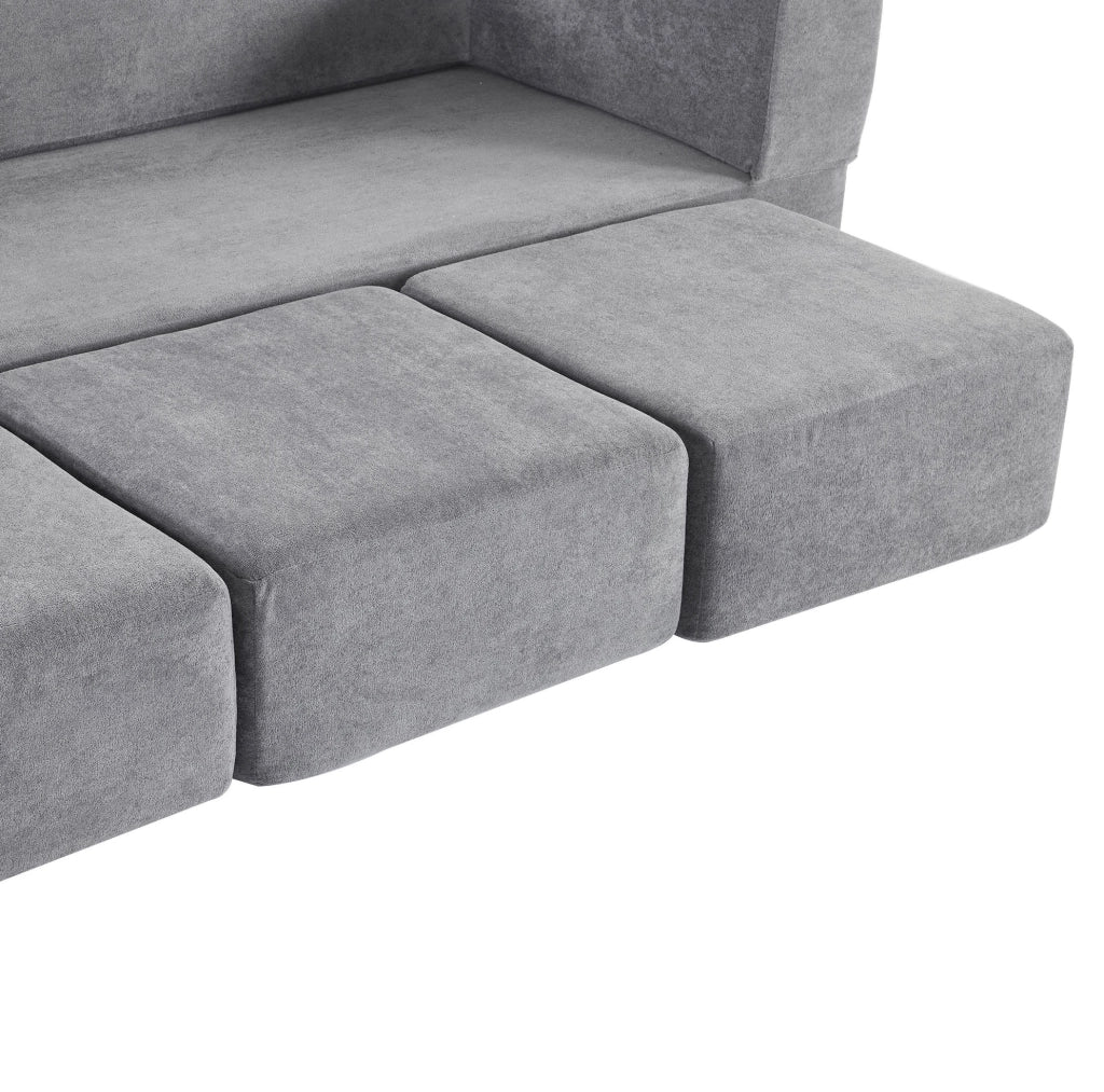 Divano letto da pavimento modulare in ciniglia grigio HOMVRA