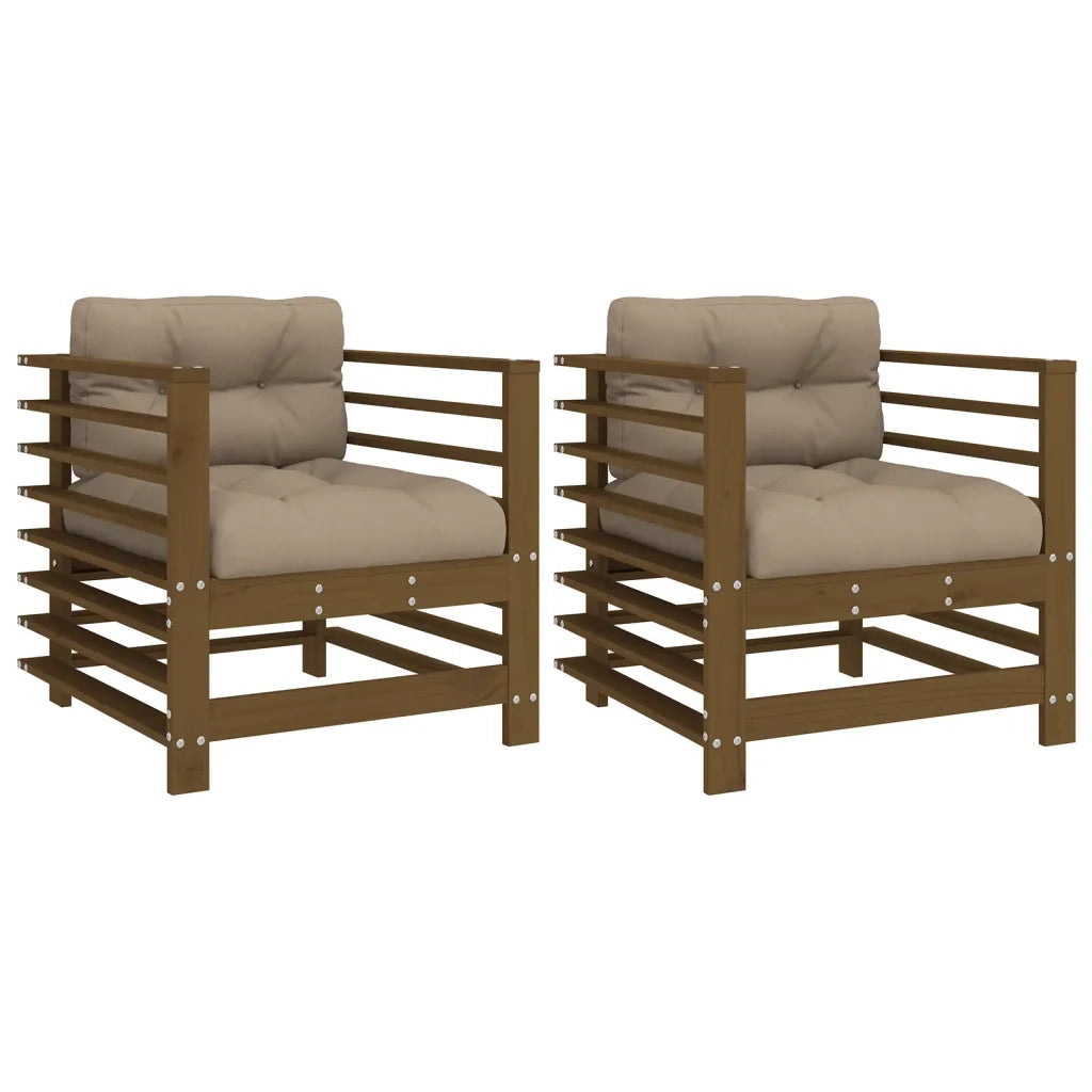 Sedia da patio-Sedie da Giardino con Cuscini 2pz Ambra Legno Massello di Pino